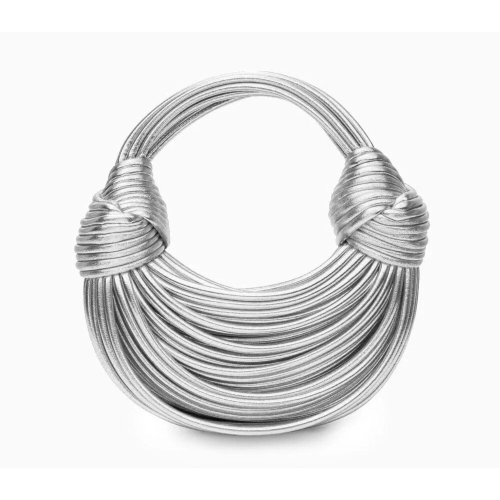 VERANO HILL Silver Crescent Unique Soiree Cocktail Amanda Rope Vegan Leather Bag